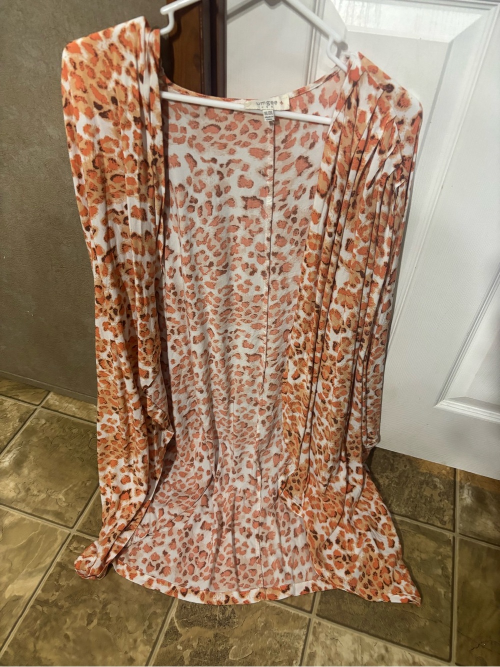 Umgee Orange Leopard Print Lightweight Duster